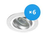 Voordeelpak 6x Noxion Inbouw Spot Logic MR16 Kantelbaar Aluminium | Zaagmaat 80mm - GU10 Fitting