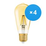 Voordeelpak 4x Ledvance Vintage 1906 LED E27 Peer Goud 2.5W 220lm - 824 Zeer Warm Wit | Vervangt 22W