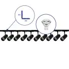 Complete Set 1-Fase Rail L 2 x 2 Meter Zwart | incl. 10x Spot + GU10 2700K 3W Dimbaar + Eindkap, Voedingsconnector en L -Verbindingsstuk